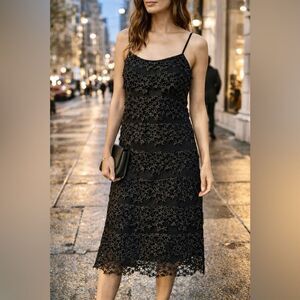 Diane Von Furstenberg Black Lace Overlay Slip Dress — NWT Size M ($598 Retail)
